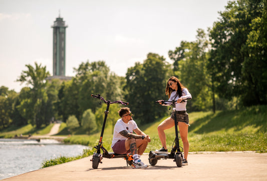 Teverun Blade GT II electric scooter with full hydraulic brakes and adjustable suspension features