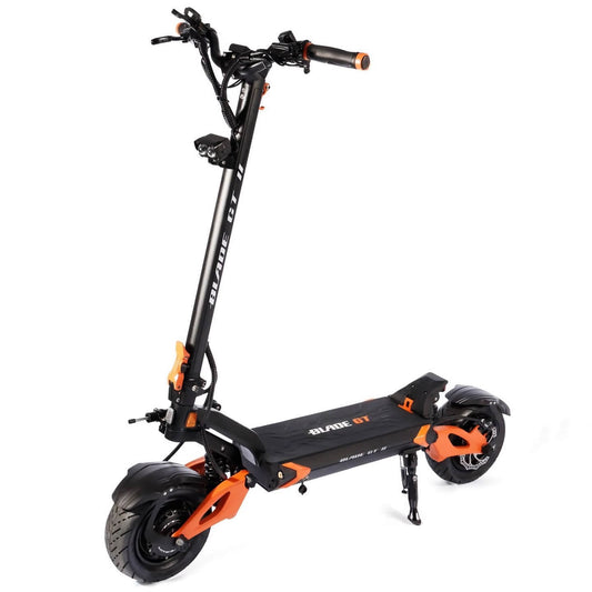Teverun Blade GT II electric scooter showcasing full hydraulic braking system and advanced features