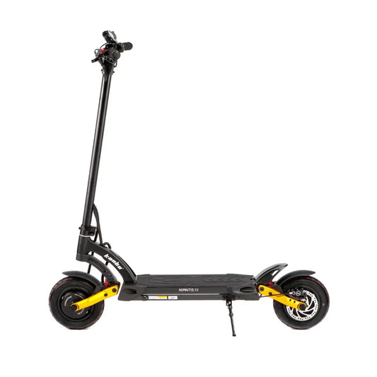 Kaabo Mantis 10 Lite Electric Scooter with yellow accents on a white background