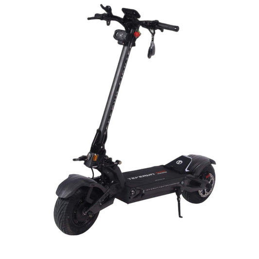 Black electric scooter on a white background
